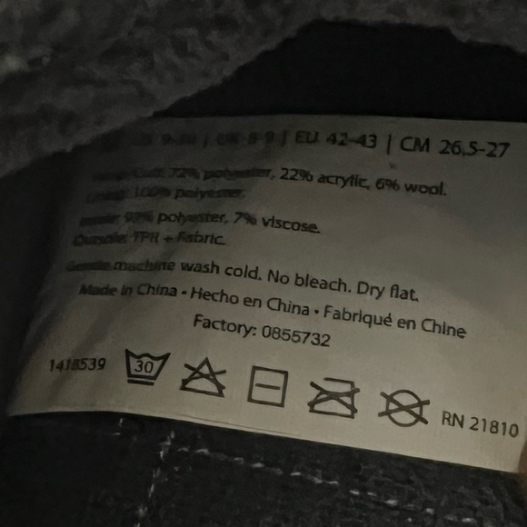 Dearfoam - Men's Dark Heather Gray Wool Memory Foam - No Sweat Slippers - Picture 11 of 12